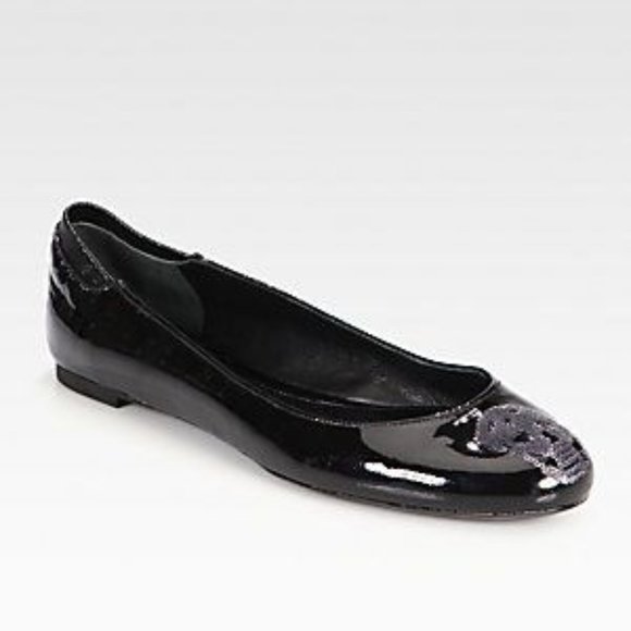 Alexander McQueen Shoes - Alexander McQueen Black Patent Sequin Skull Flats Sz. 39 *EUC* MSRP: $535+tax